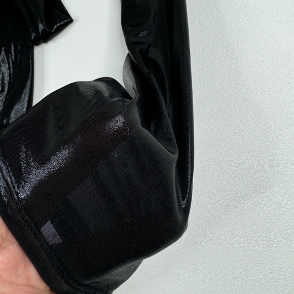 NWT ASTR The Cut Out Patent Long Sleeve Faux Wrap Mini Dress Small - Picture 11 of 16